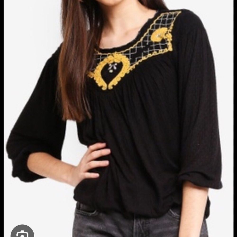 Free People Begonia Embroidered Top L Heirloom Nostalgia Wilderkind Hippie artsy